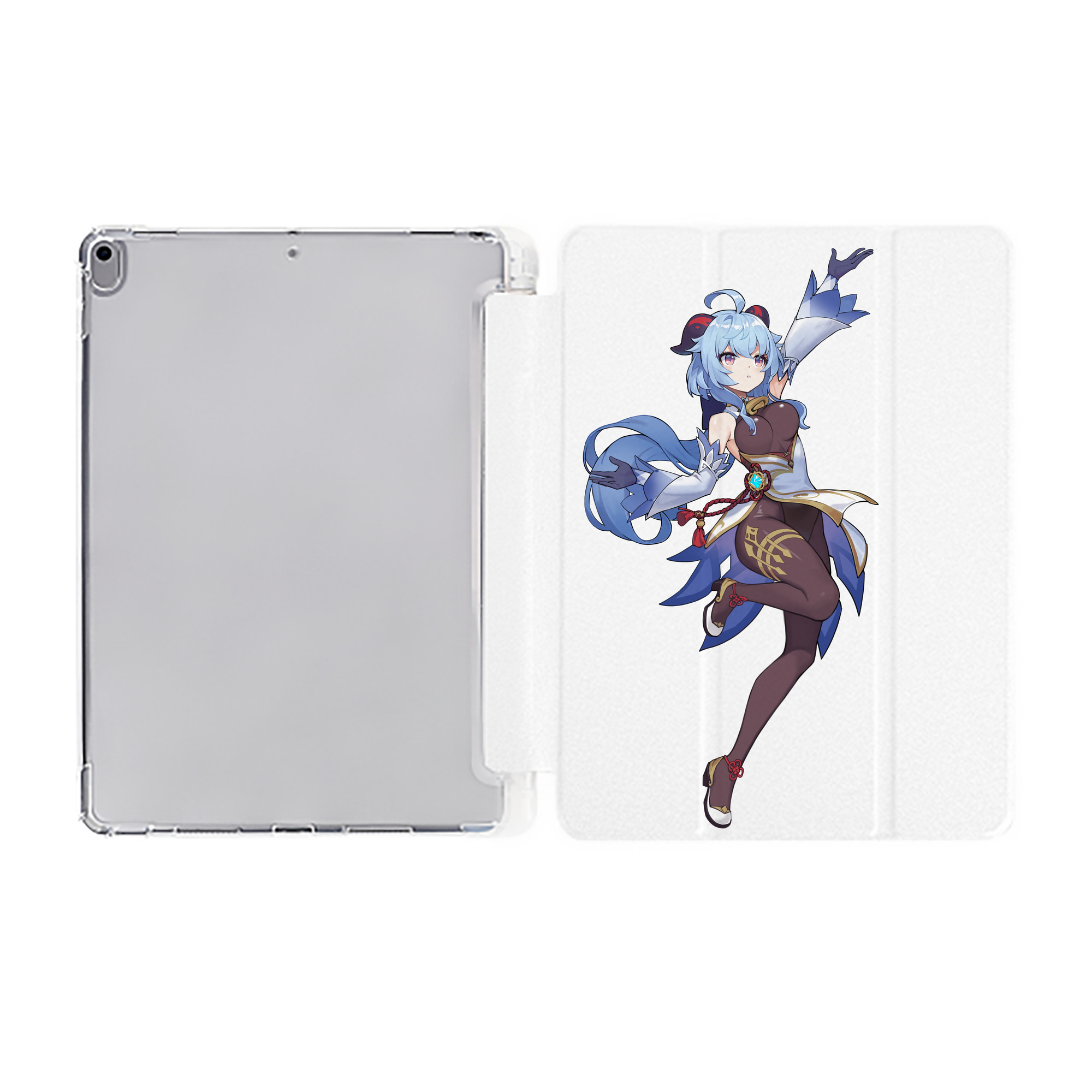 げんし神 甘雨 かんう genshin Ganyu IPad ケース ペン収納付き 三つ折りスタンド PUレザー×シリコン 対応機種9.5/10.5/10.9インチ